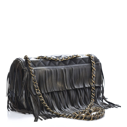 Chanel Metallic Calfskin Quilted Large Into The Fringe Flap Black 3 of 11