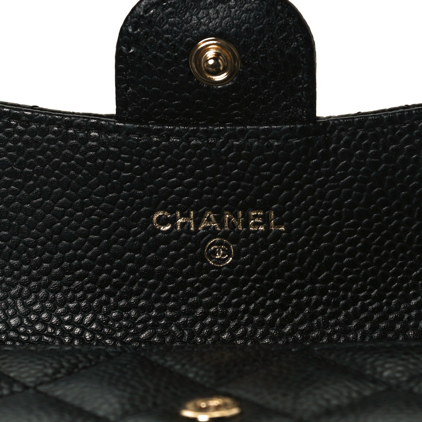 Caviar Quilted Flap Card Holder Black