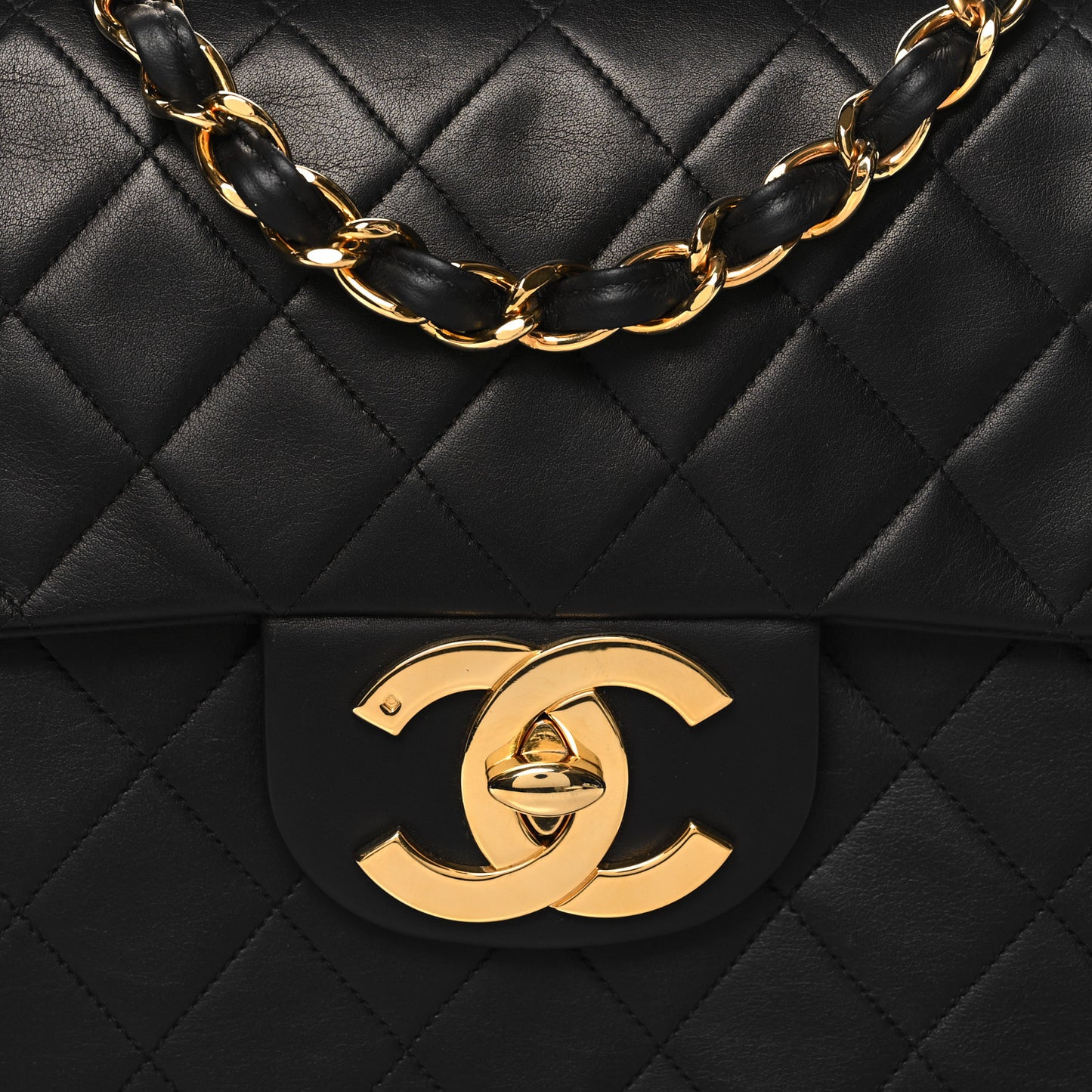 Lambskin Quilted XL Jumbo Single Flap Black