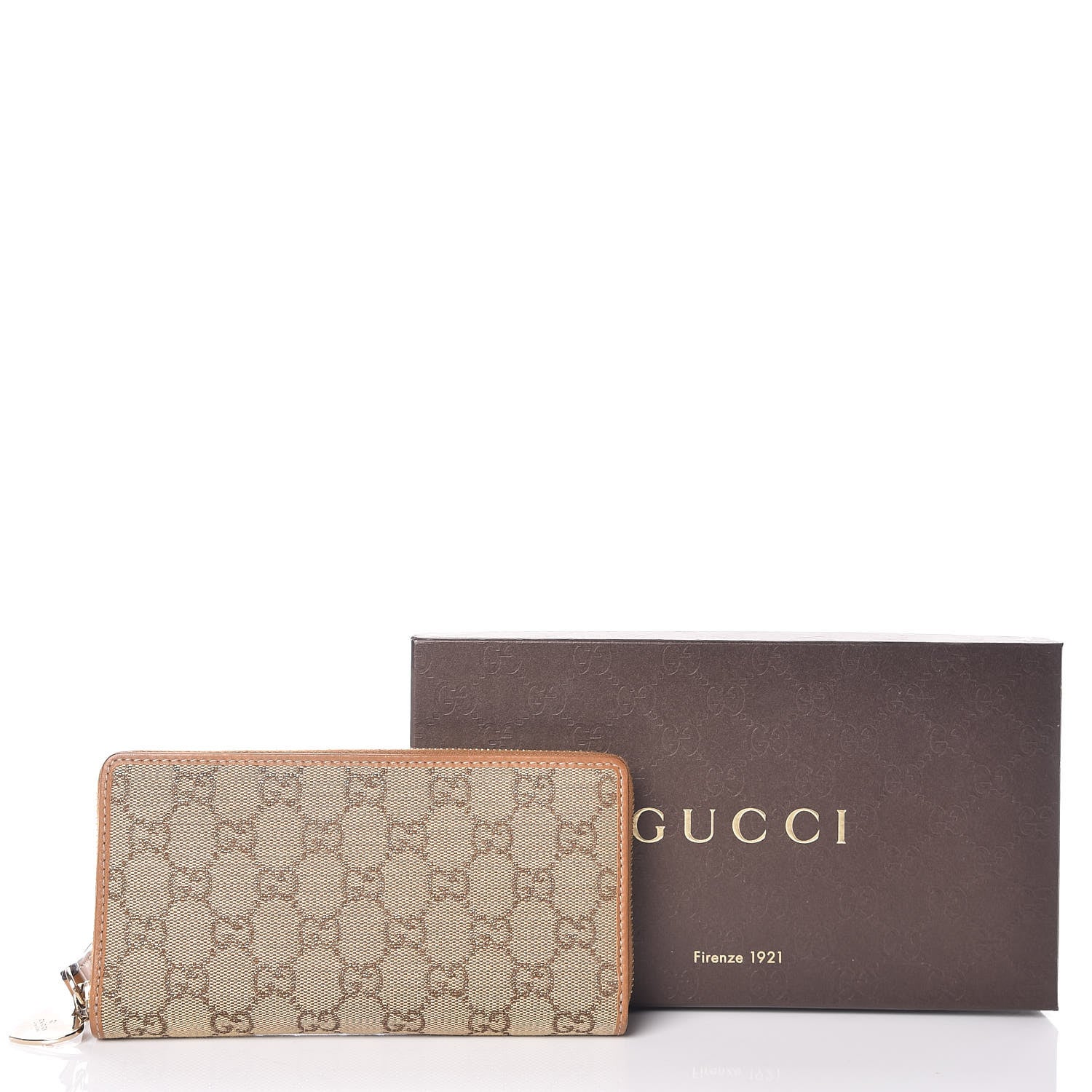 Gucci Monogram Heart Zip Around Wallet Wristlet Metallic Bronze 11 of 11