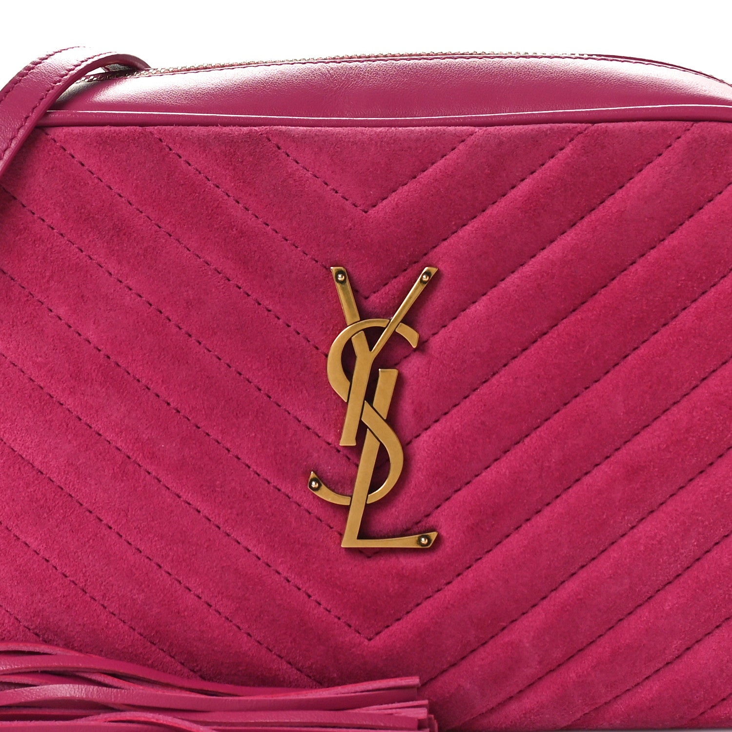 Saint Laurent Suede Matelasse Monogram Lou Camera Bag Rose 7 of 11