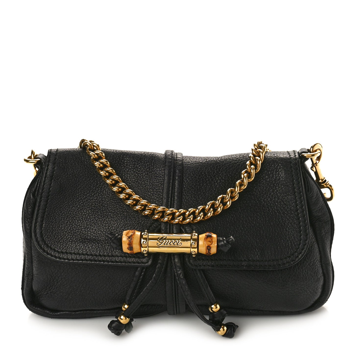 Calfskin Bamboo Croisette Evening Bag Black