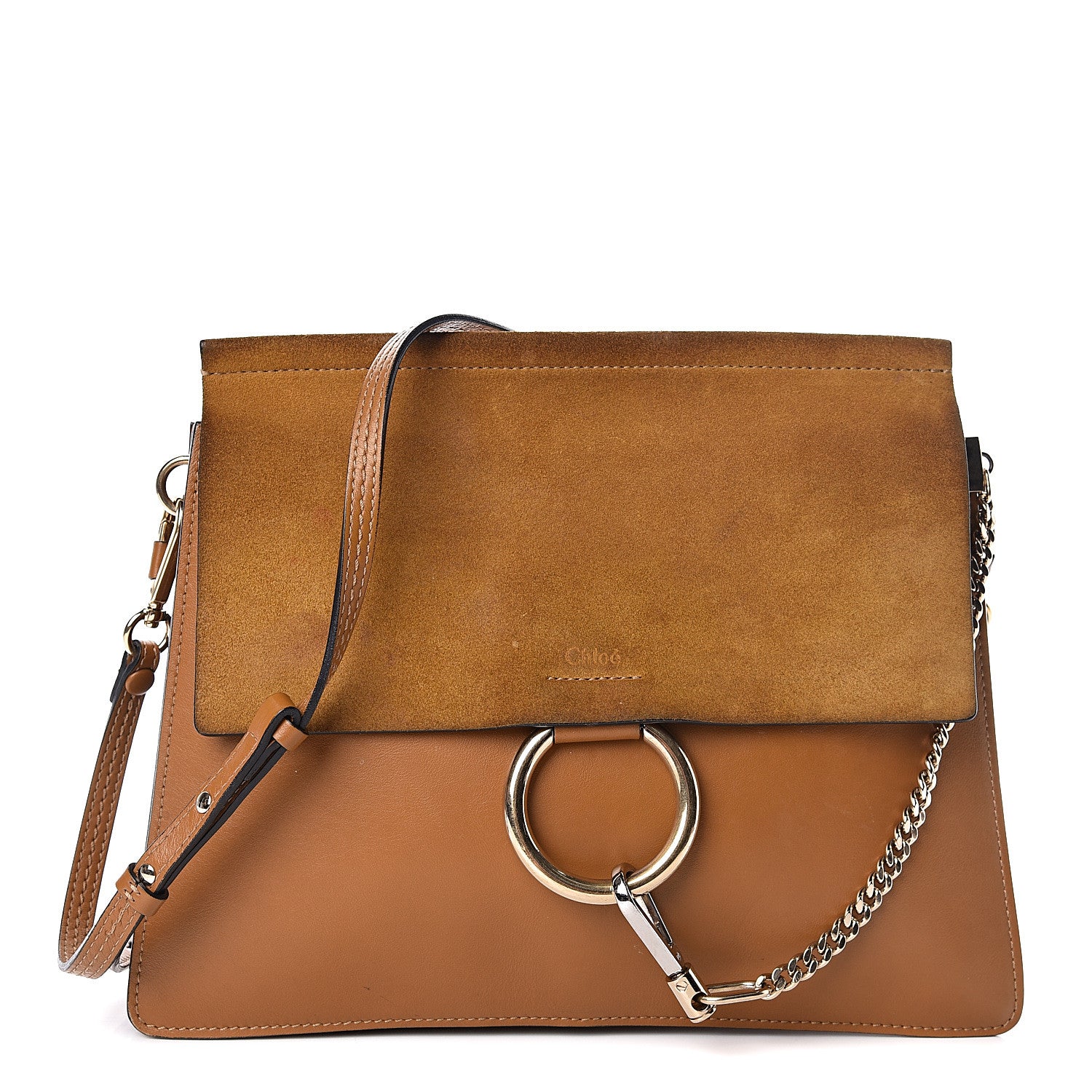 Chloe Suede Calfskin Medium Faye Shoulder Bag Mustard Brown 1 of 13