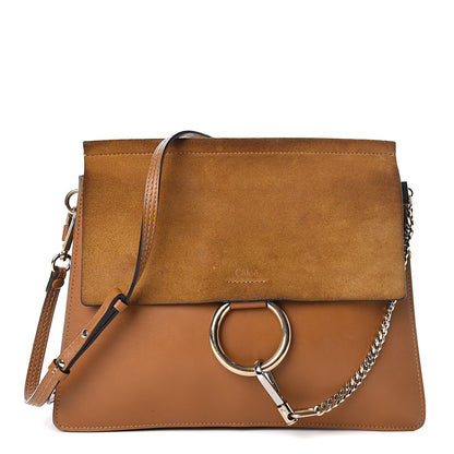 Chloe Suede Calfskin Medium Faye Shoulder Bag Mustard Brown 1 of 13