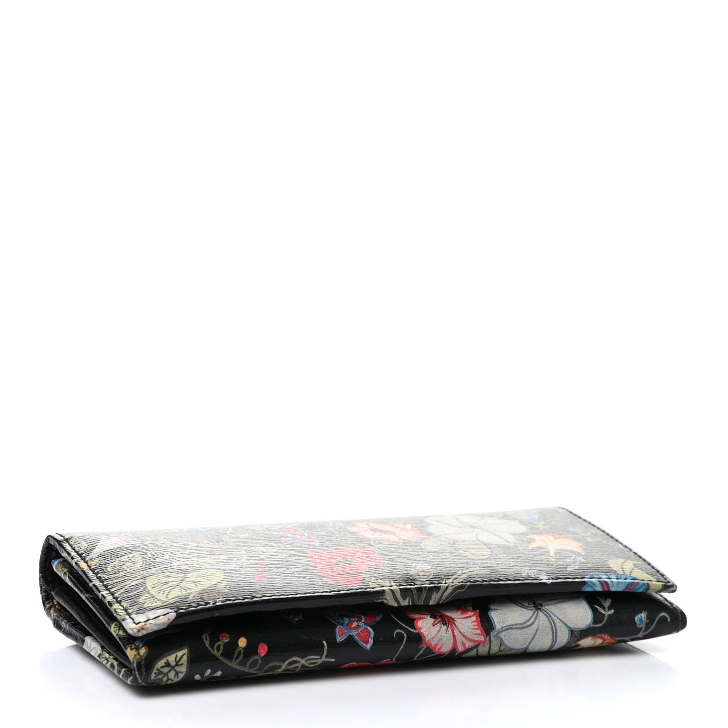Shangai Calfskin Flora Knight Flap Wallet Black