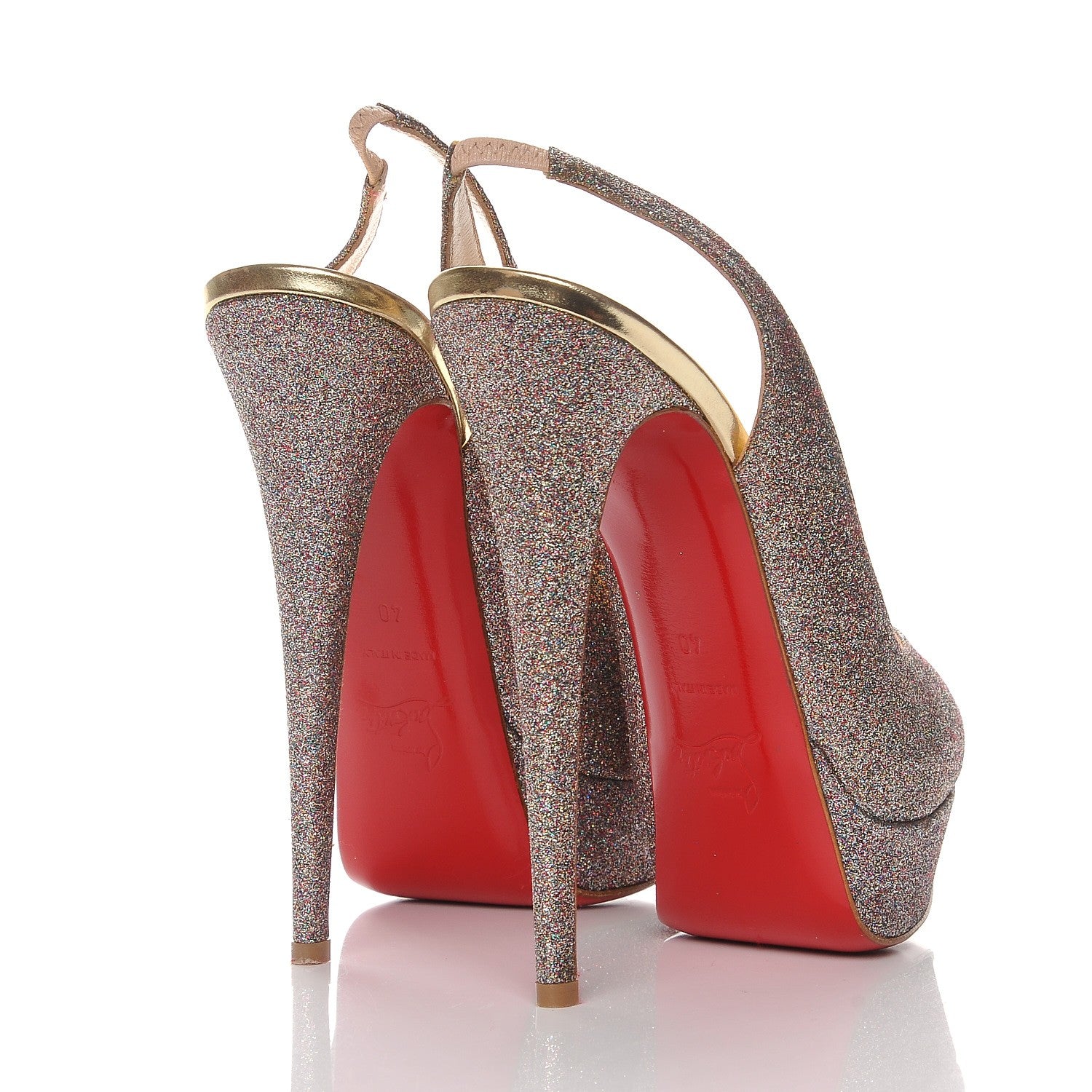 Christian Louboutin Glitter Lady Peep Sling 150 Pumps 40 Multicolor 4 of 7