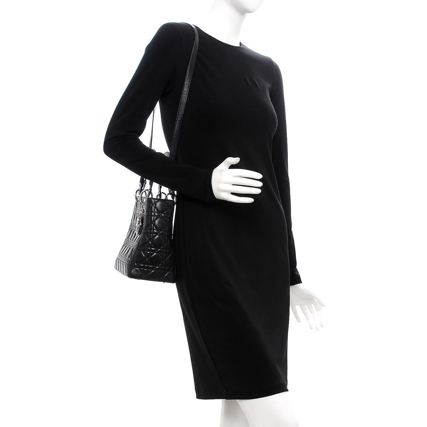 Lambskin Cannage Medium Lady Dior Black