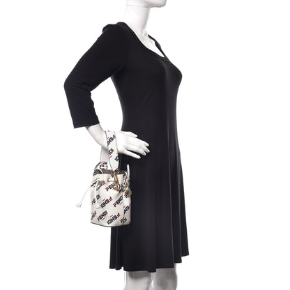 Fendi X FILA Vitello F is Fendi Mania Mini Mon Tresor Bucket Bag White 3 of 10