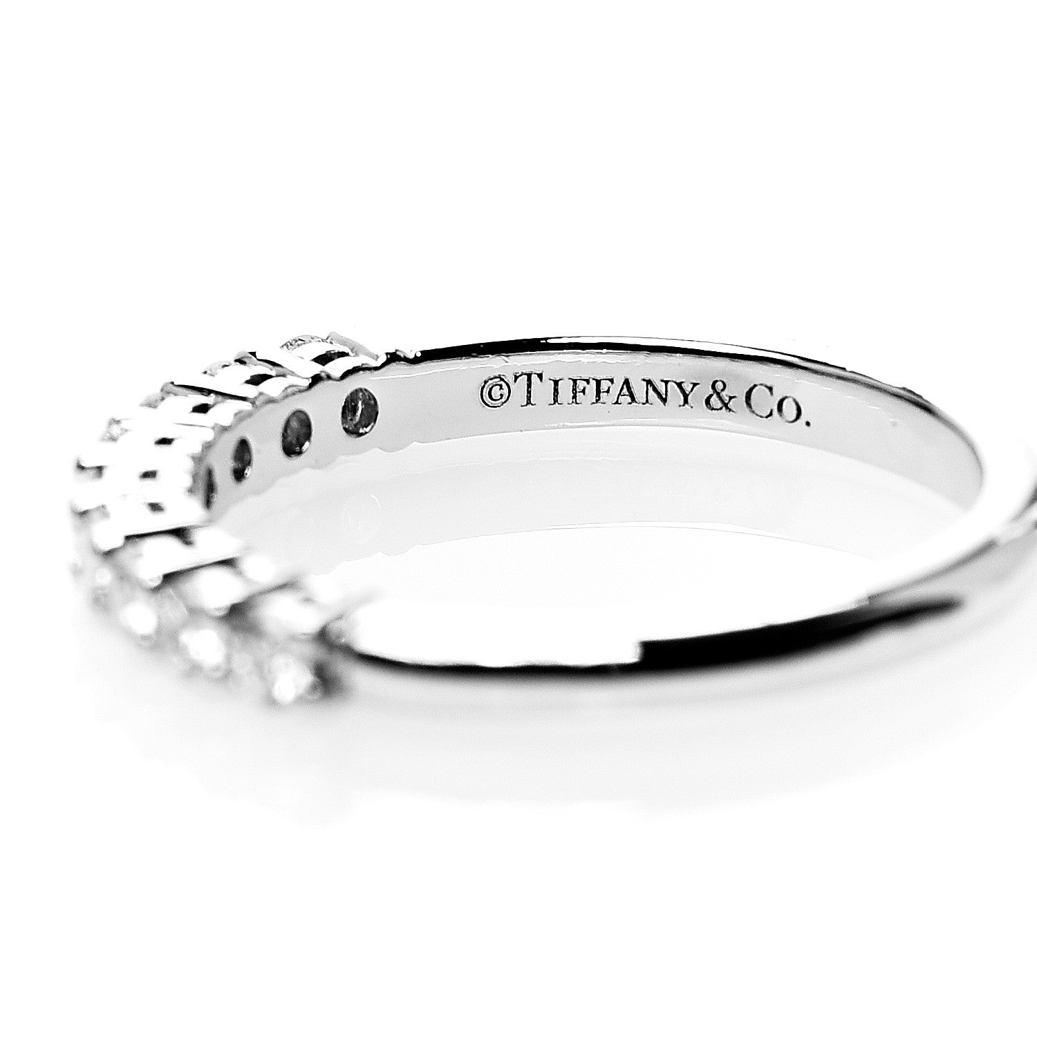 Tiffany Platinum Diamond 2.2mm Embrace Half Circle Band Ring 47 4.25 3 of 4