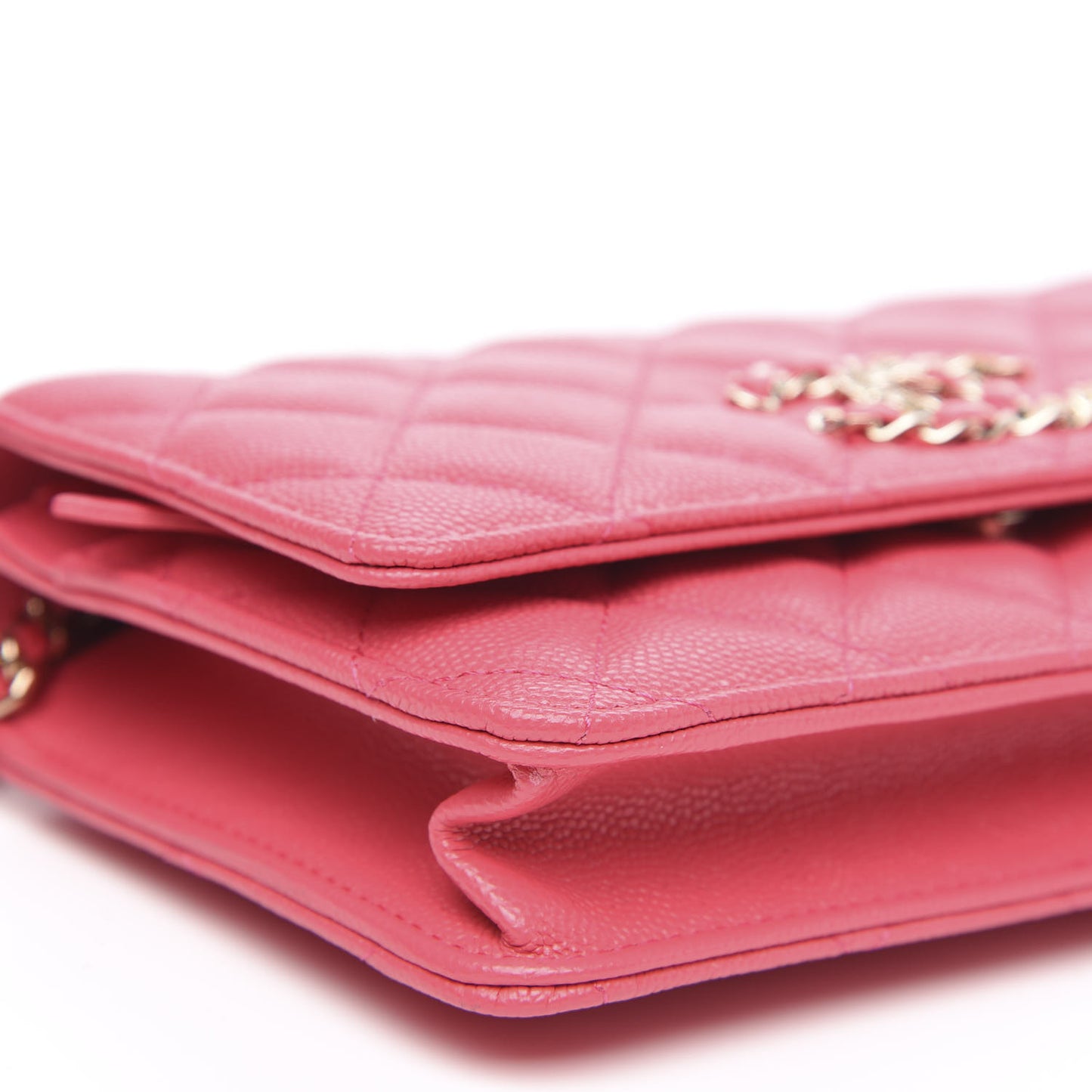 Caviar Quilted French New Wave Chain CC Wallet On Chain WOC Pink