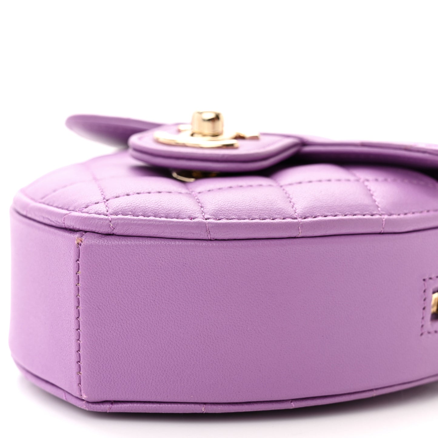 Lambskin Quilted CC In Love Heart Clutch With Chain Purple