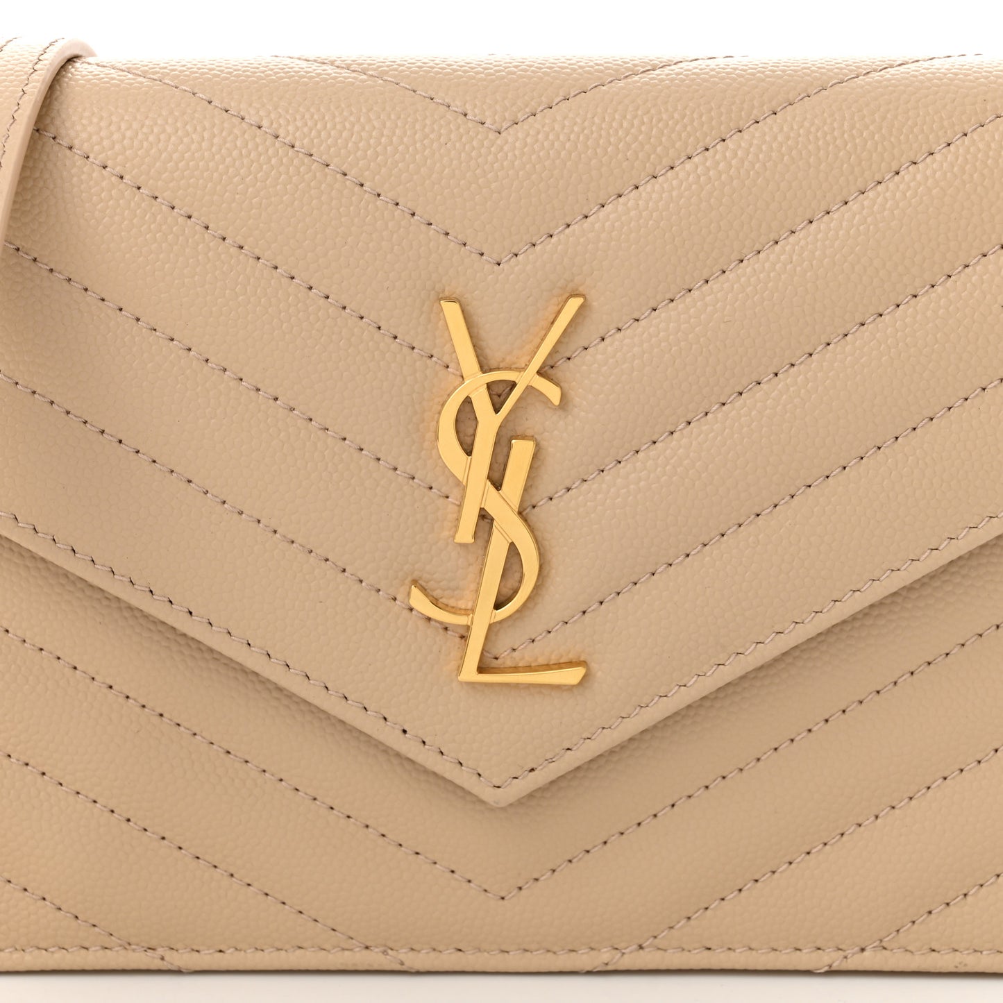 Grain De Poudre Matelasse Chevron Monogram Envelope Chain Wallet Nude Powder