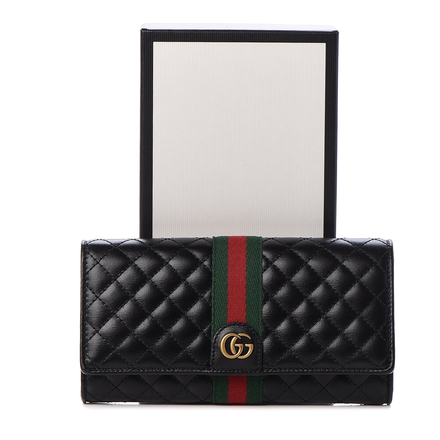 Calfskin Web Trapuntata GG Continental Wallet Black