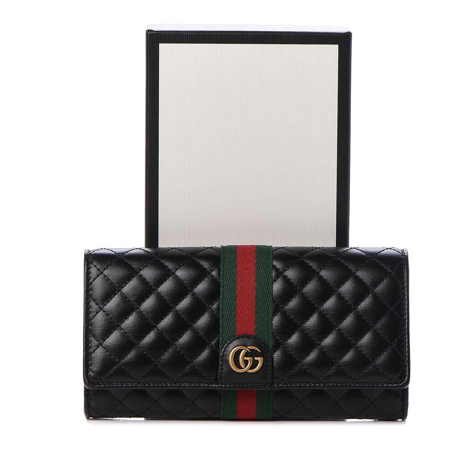 Gucci Calfskin Web Trapuntata GG Continental Wallet Black 8 of 8