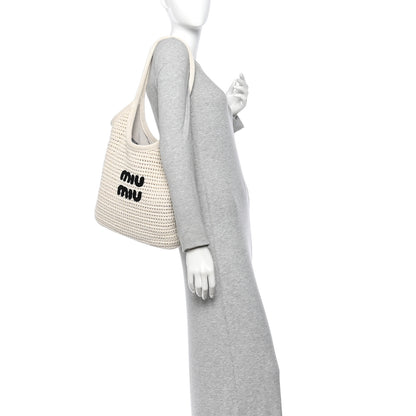 Miu Miu Cotton Crochet Ivy Bag Chalk White Black 2 of 11
