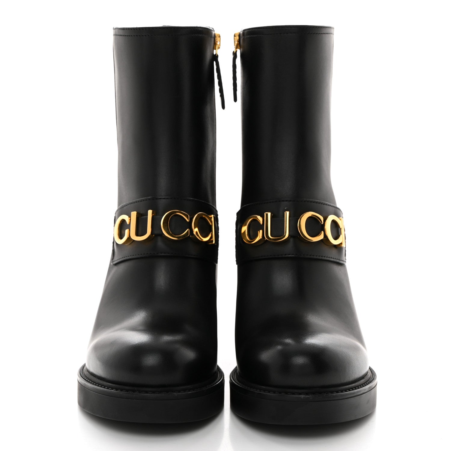 Gucci Magnum Calfskin Flores Ankle Boots 37.5 Black 2 of 9