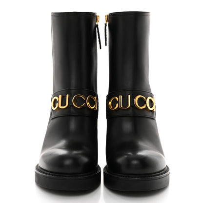 Gucci Magnum Calfskin Flores Ankle Boots 37.5 Black 2 of 9