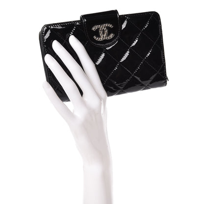 Chanel Patent Quilted Brilliant Zipped Pocket Wallet Black 2 of 8