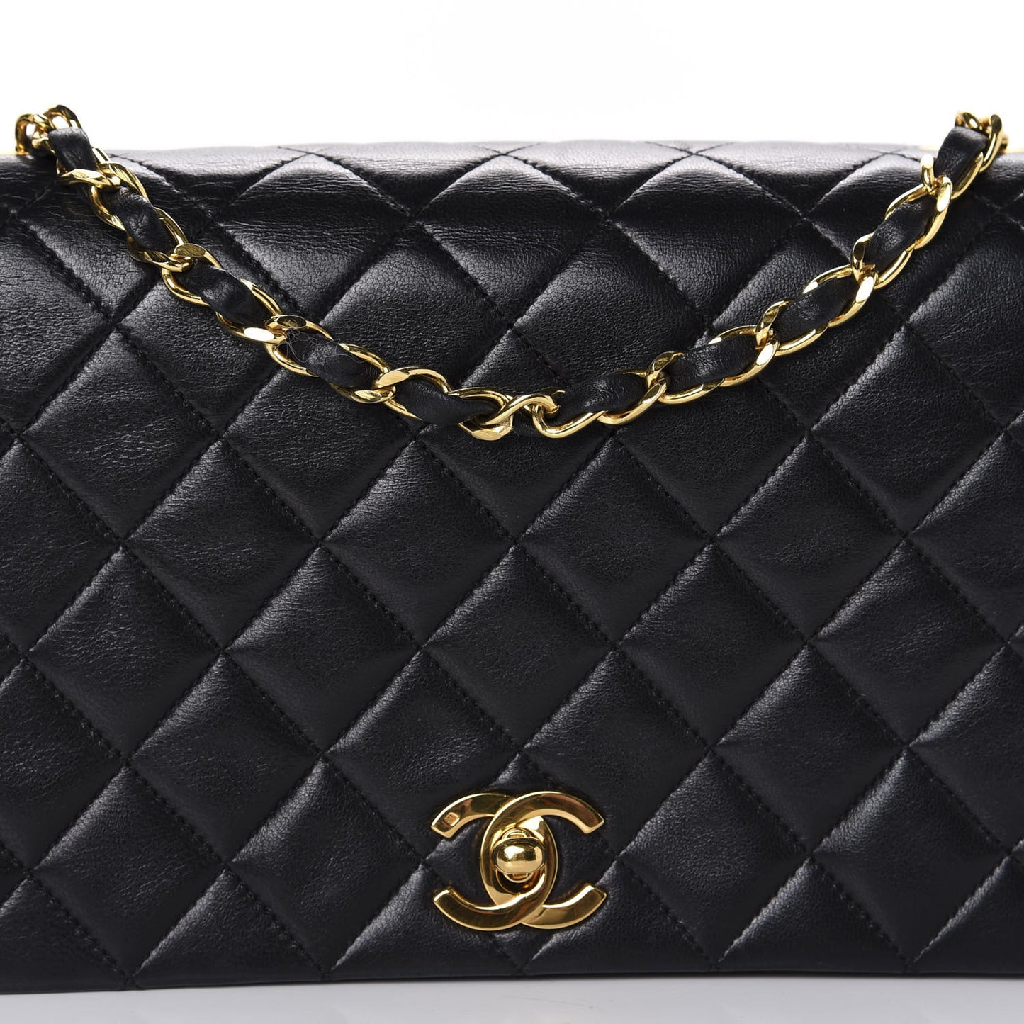 Lambskin Quilted Small Single Flap Bag Black