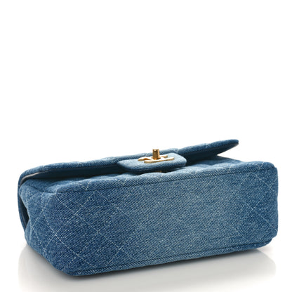 Chanel Washed Denim Quilted Mini Rectangular Flap Blue 4 of 9
