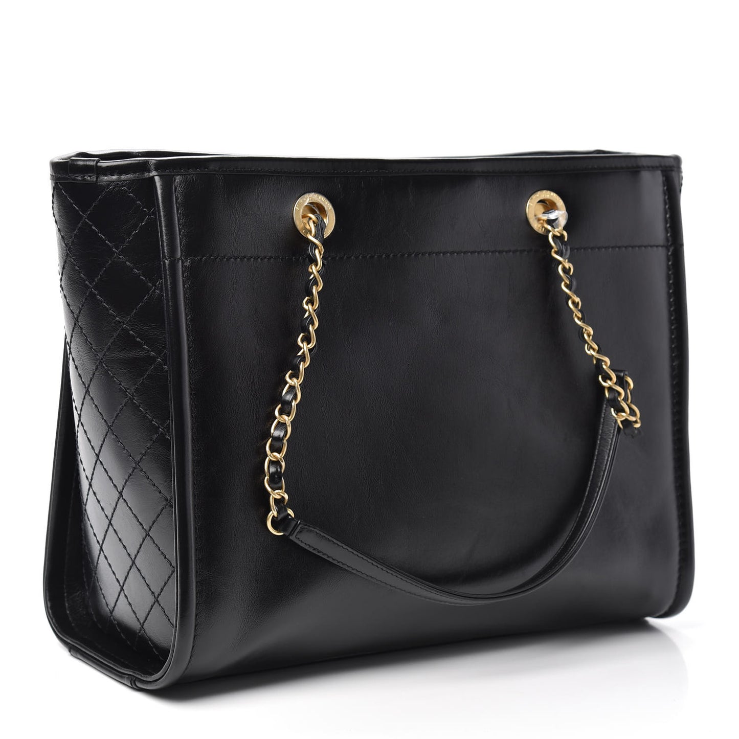 Aged Calfskin Small Charms Deauville Tote Black