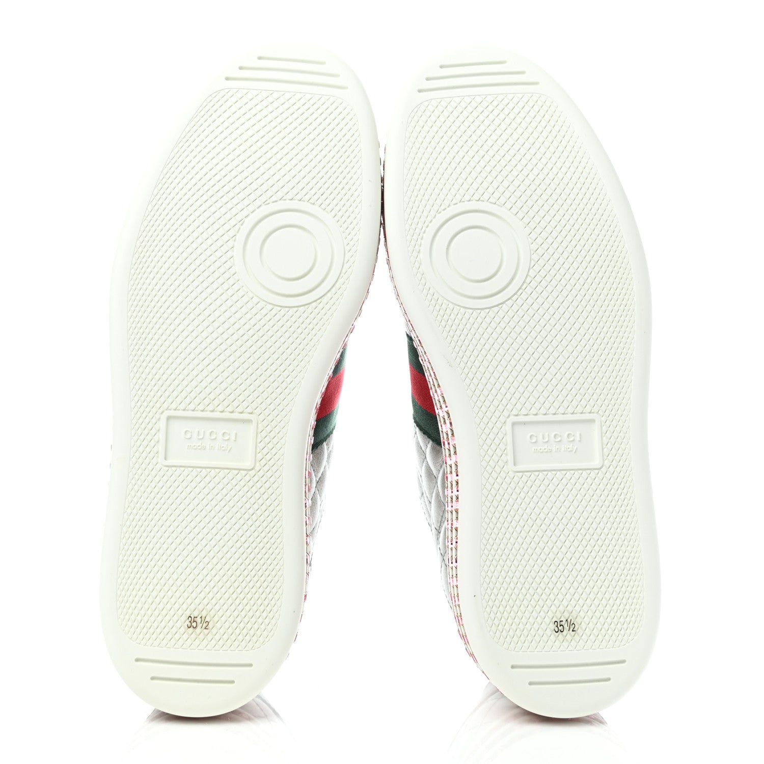 Gucci Laminated Nappa Crystal Web Bee Embroidered Trapuntata Womens Ace Platform Sneakers 35.5 Argento 5 of 8