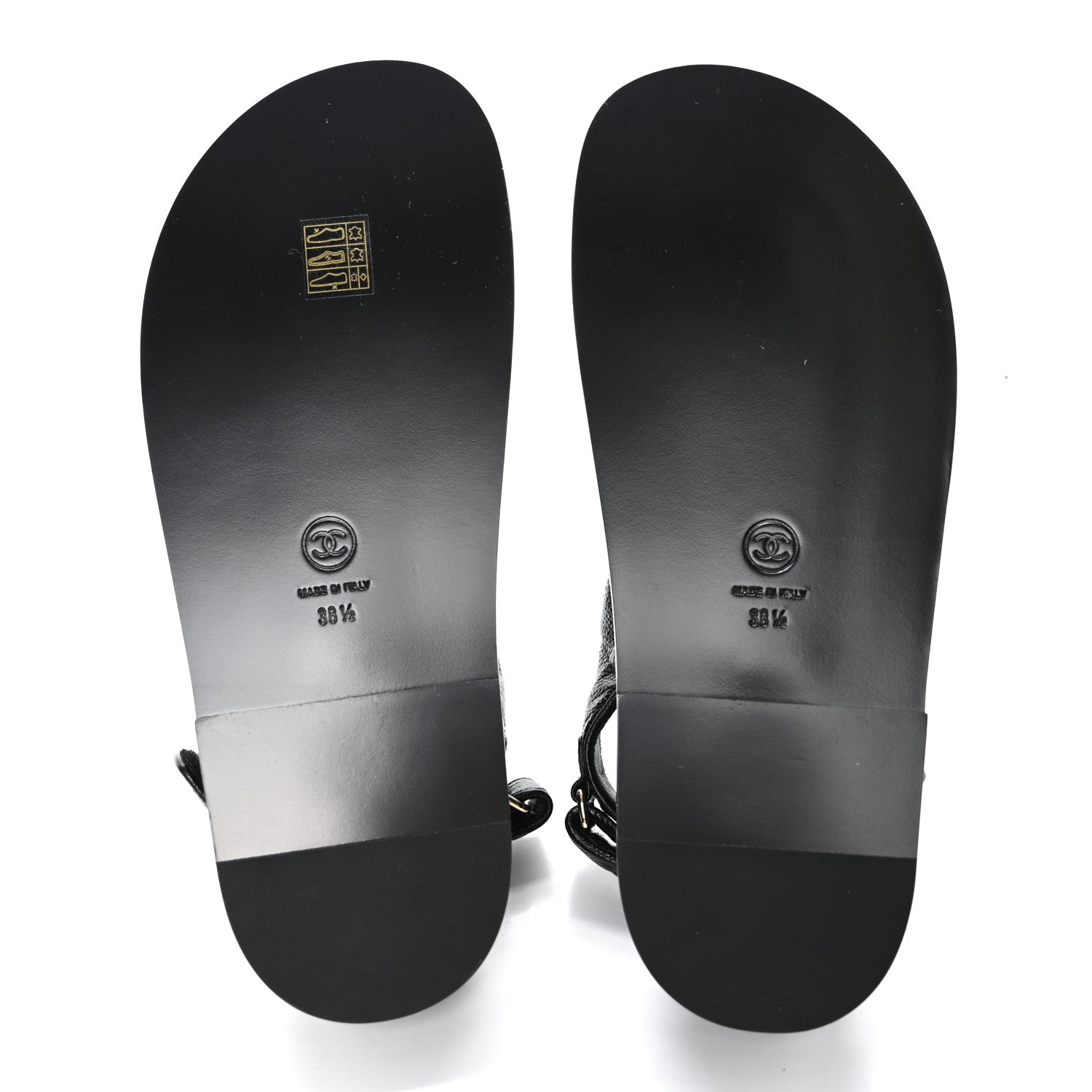 Chanel Grained Calfskin Velcro Dad Sandals 38.5 Black 6 of 11