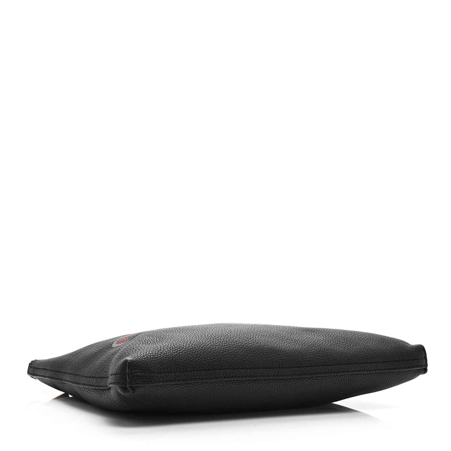 Pebbled Calfskin Medium Logo Portfolio Clutch Black