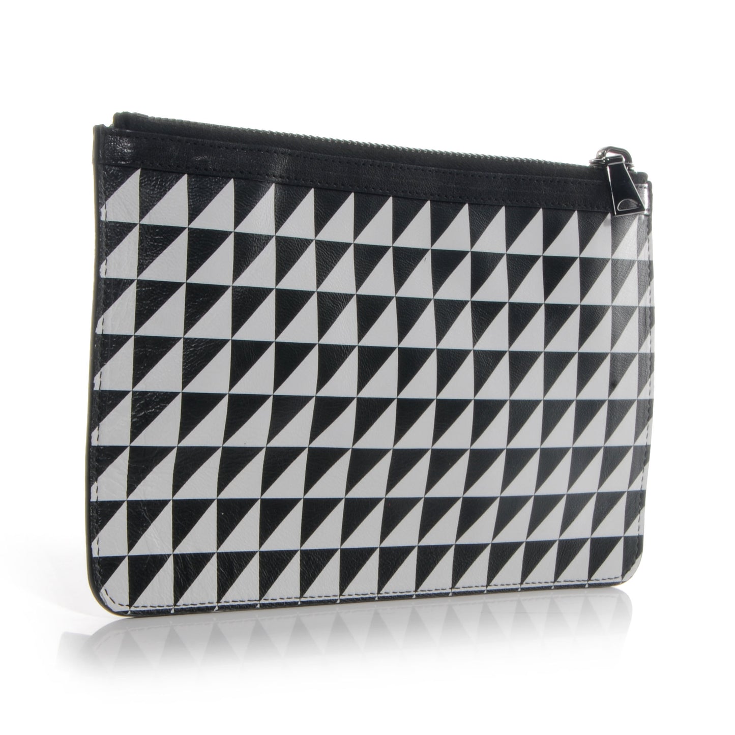 Leather Triangle Print Pochette Clutch
