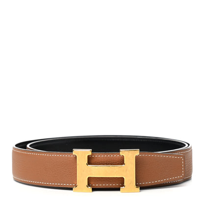 Hermes Box Togo 32mm Martelee H Belt 100 Black Gold 1 of 6