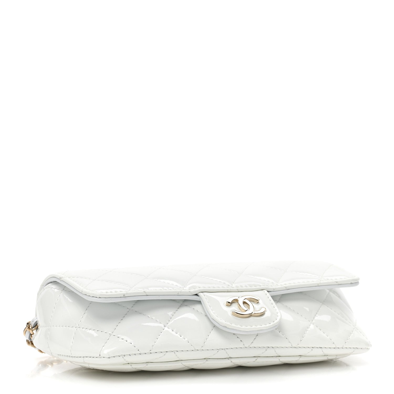 Chanel Patent Quilted Glasses Case With Chain White 4 of 11