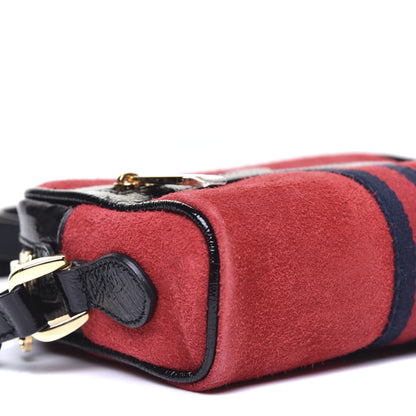 Gucci Suede Patent Web Mini Ophidia Shoulder Bag Red 6 of 13