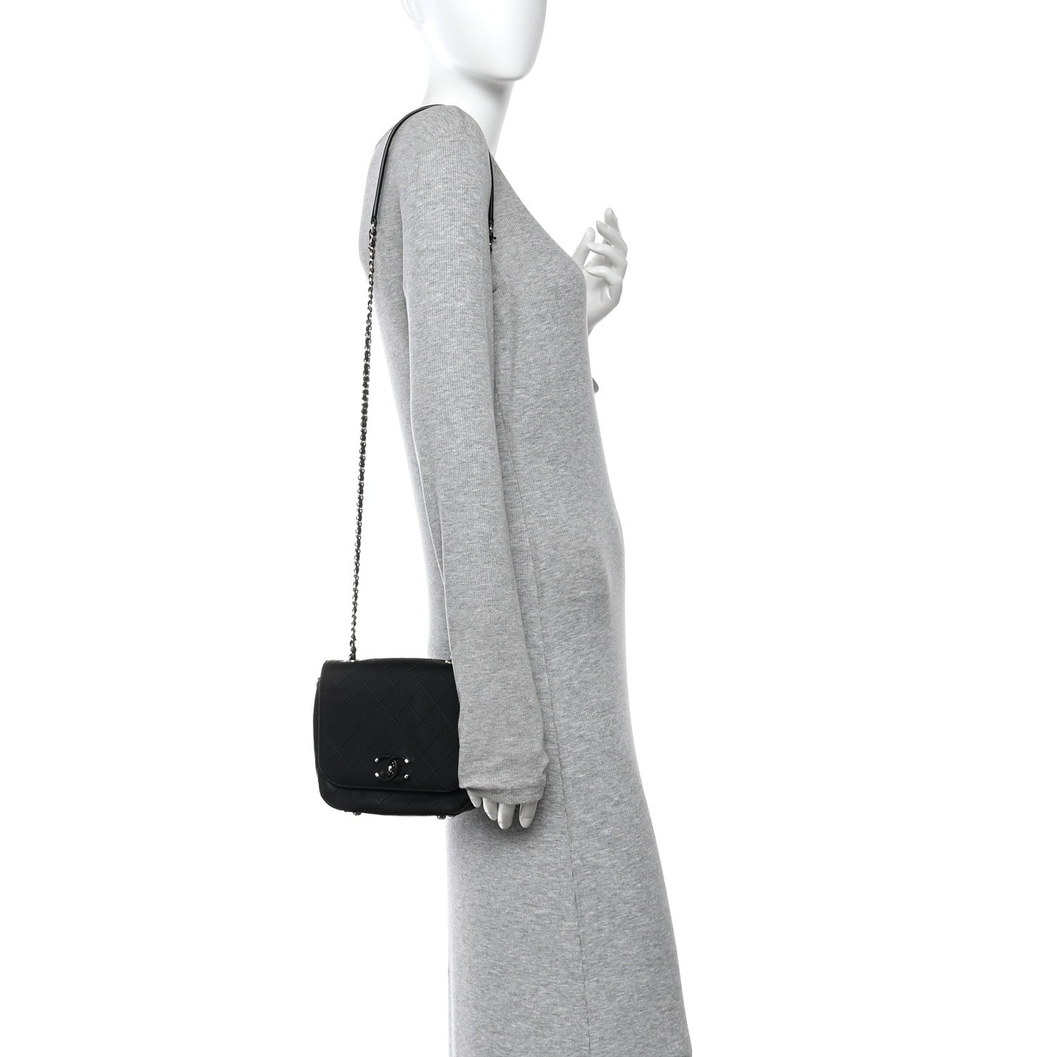 Chanel Calfskin Stitched Small Covered CC Flap Bag Black 2 of 10