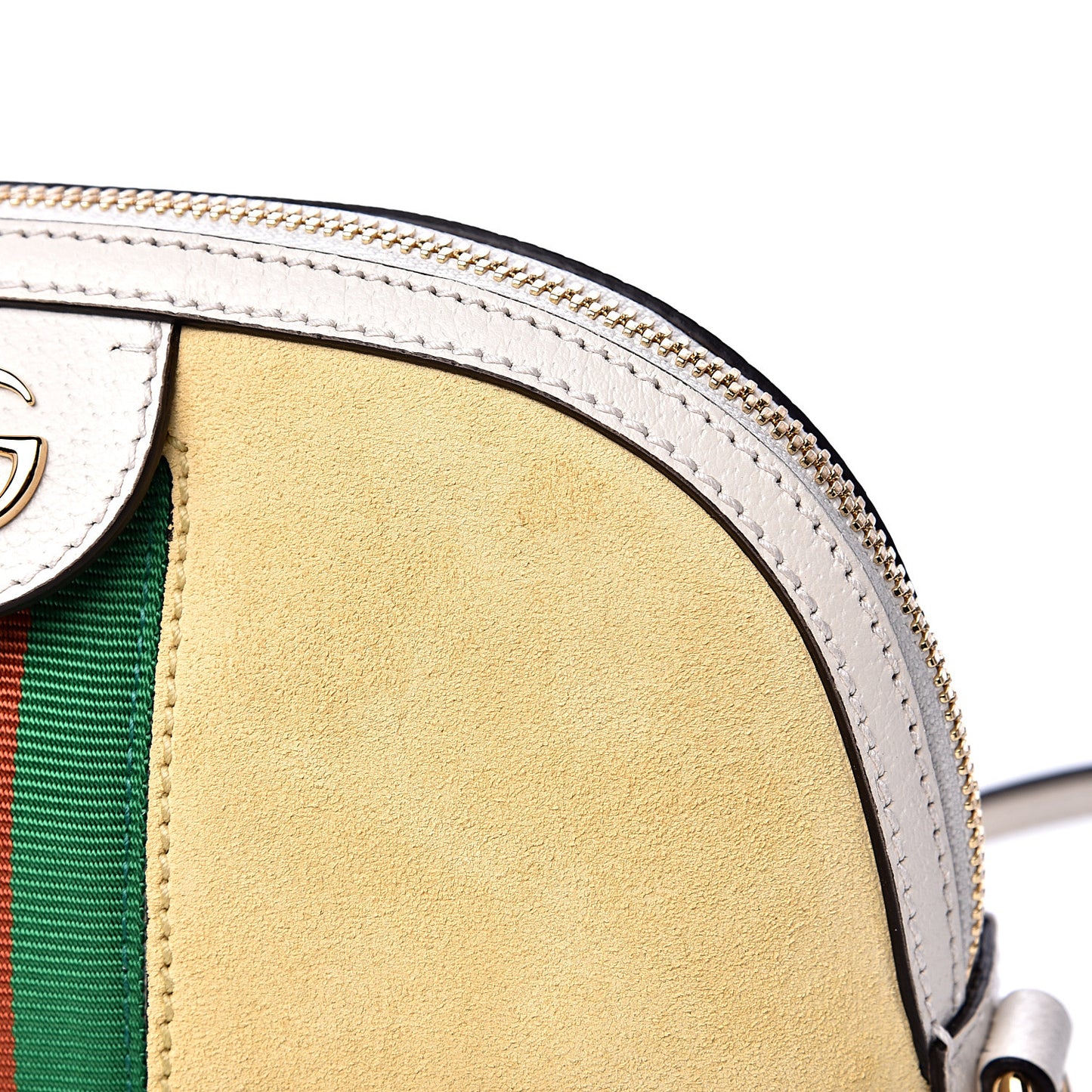 Suede Calfskin GG Web Small Ophidia Dome Shoulder Bag Burro New Mystic White