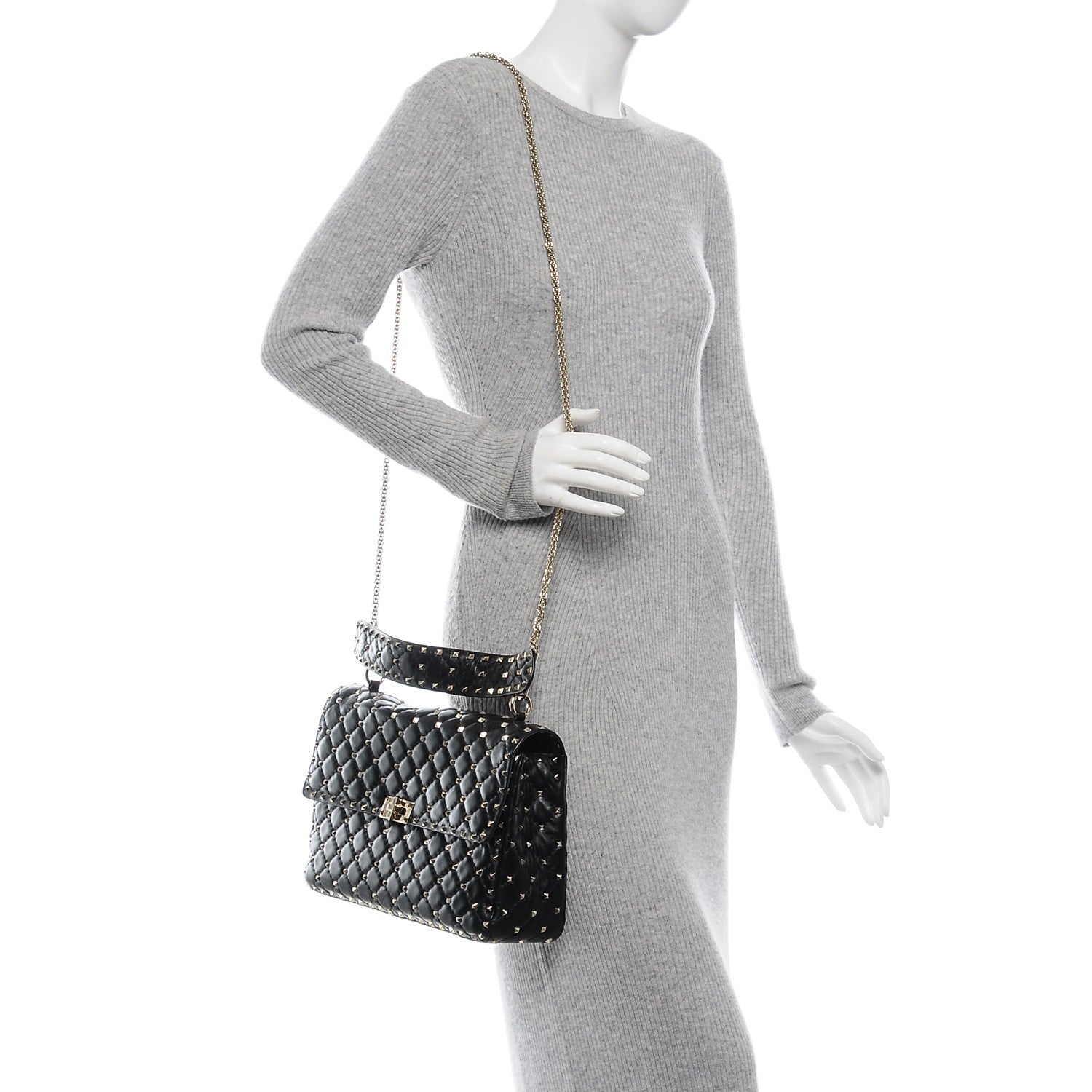 Valentino Garavani Nappa Large Rockstud Spike Shoulder Bag Black 2 of 6