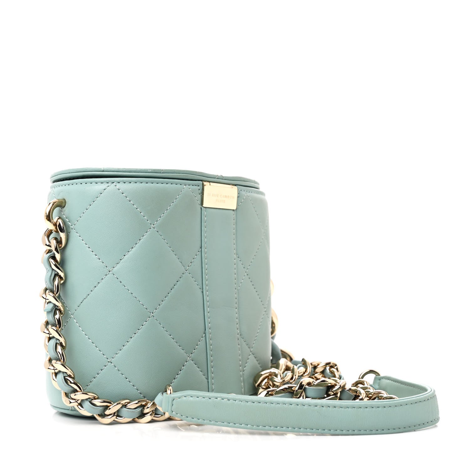 Chanel Lambskin Resin Elegant Chain Vanity Case Light Blue 3 of 10