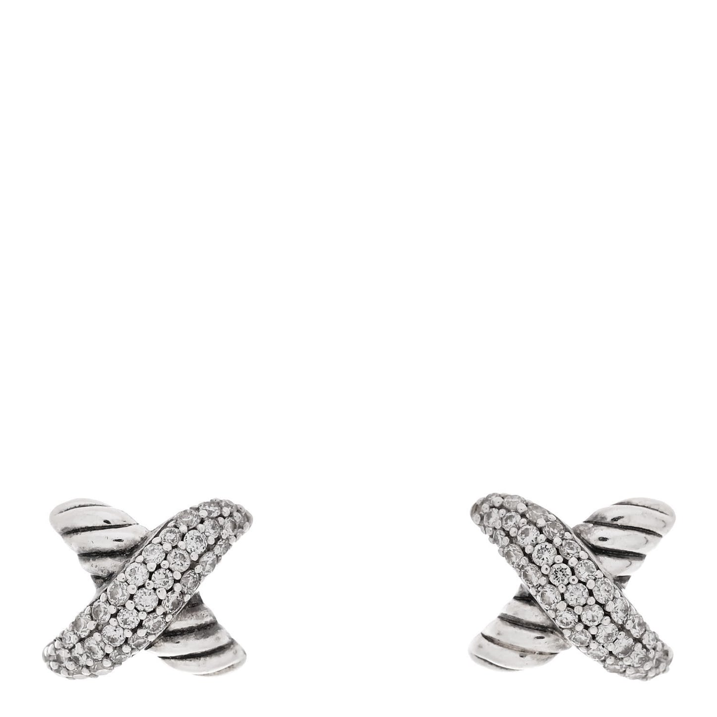 Sterling Silver Diamond 8mm X Earrings