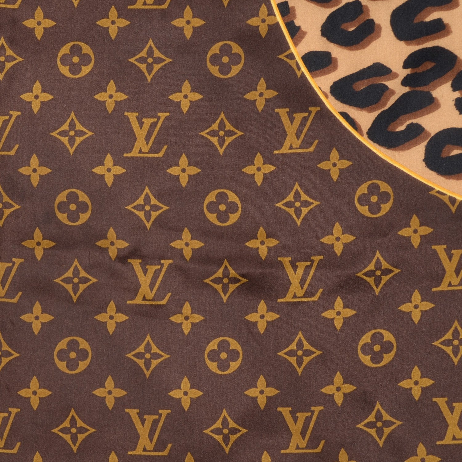 Louis Vuitton Silk Leopard Monogram Square Scarf 1 of 5