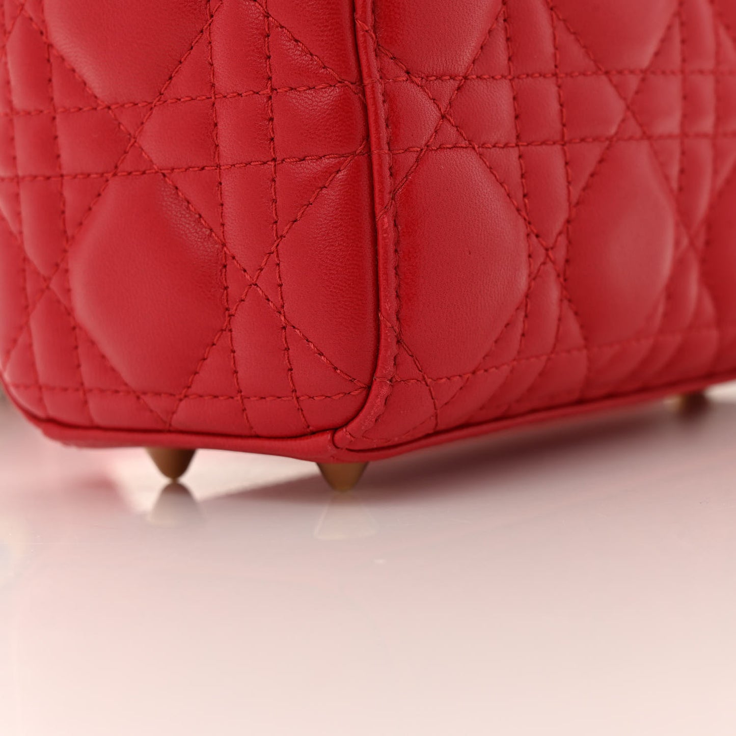 Lambskin Cannage Small Lucky Badges My Lady Dior Red