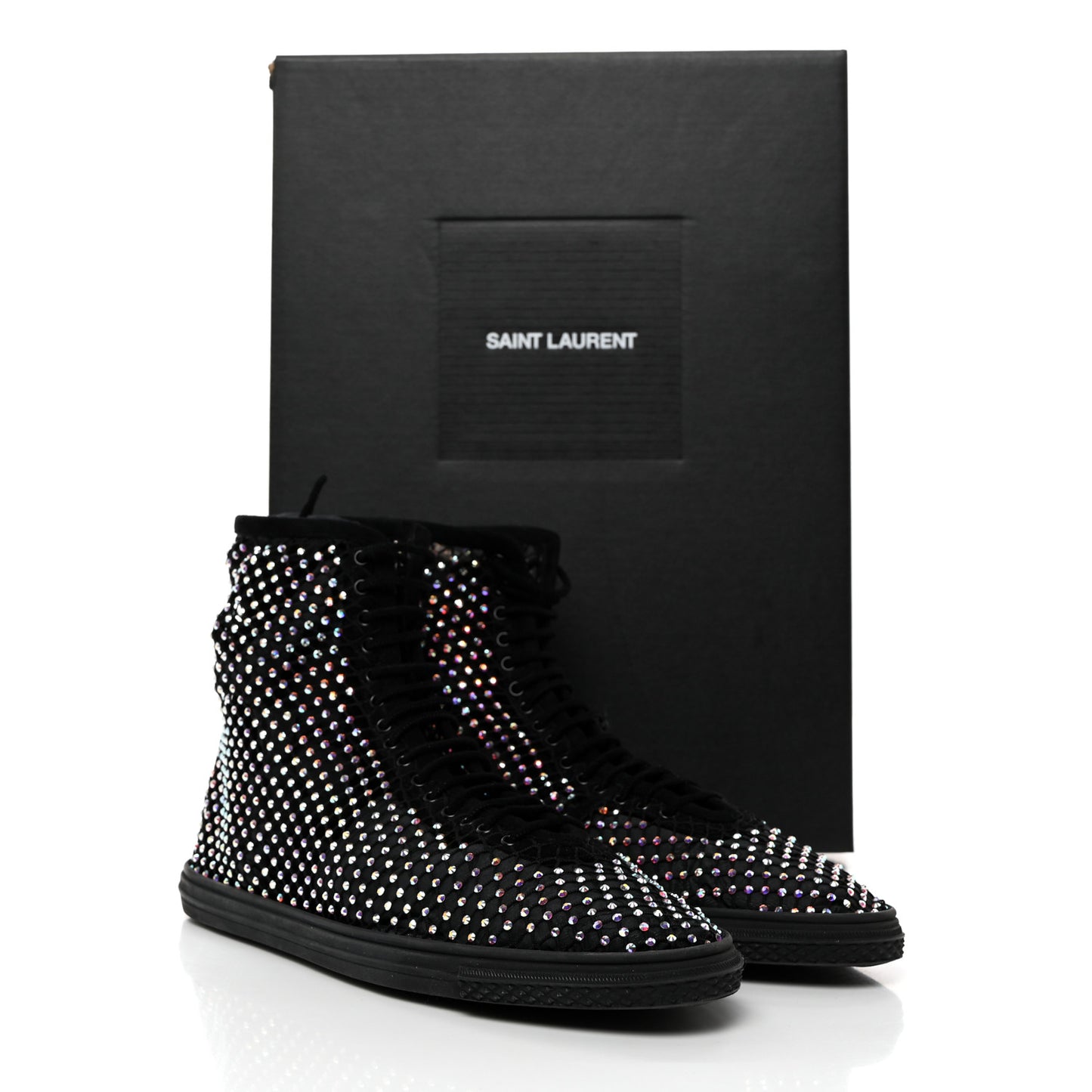 Mesh Crystal Mid Top Sneakers 37 Black