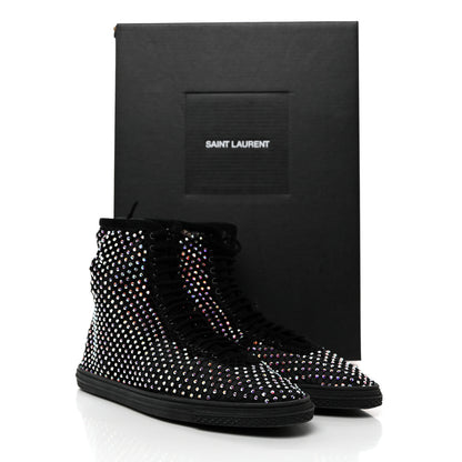 Saint Laurent Mesh Crystal Mid Top Sneakers 37 Black 9 of 9