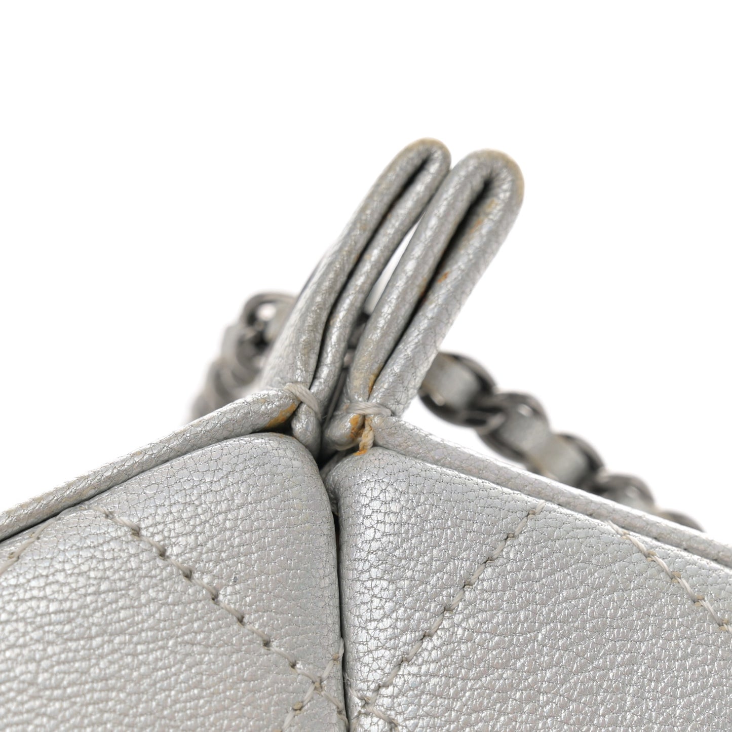 Metallic Goatskin Lait de Coco Milk Carton Bag Silver