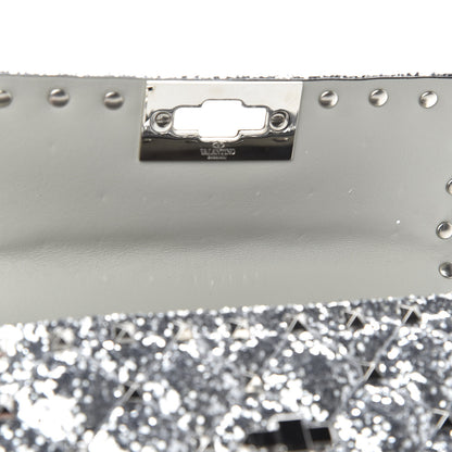 Valentino Garavani Glitter Mini Rockstud Spike Shoulder Bag Silver 9 of 10