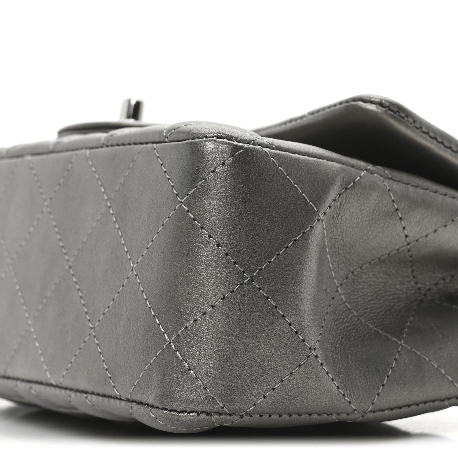Chanel Metallic Lambskin Quilted Mini Rectangular Flap  Dark Grey 10 of 10