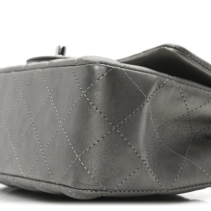 Chanel Metallic Lambskin Quilted Mini Rectangular Flap  Dark Grey 10 of 10