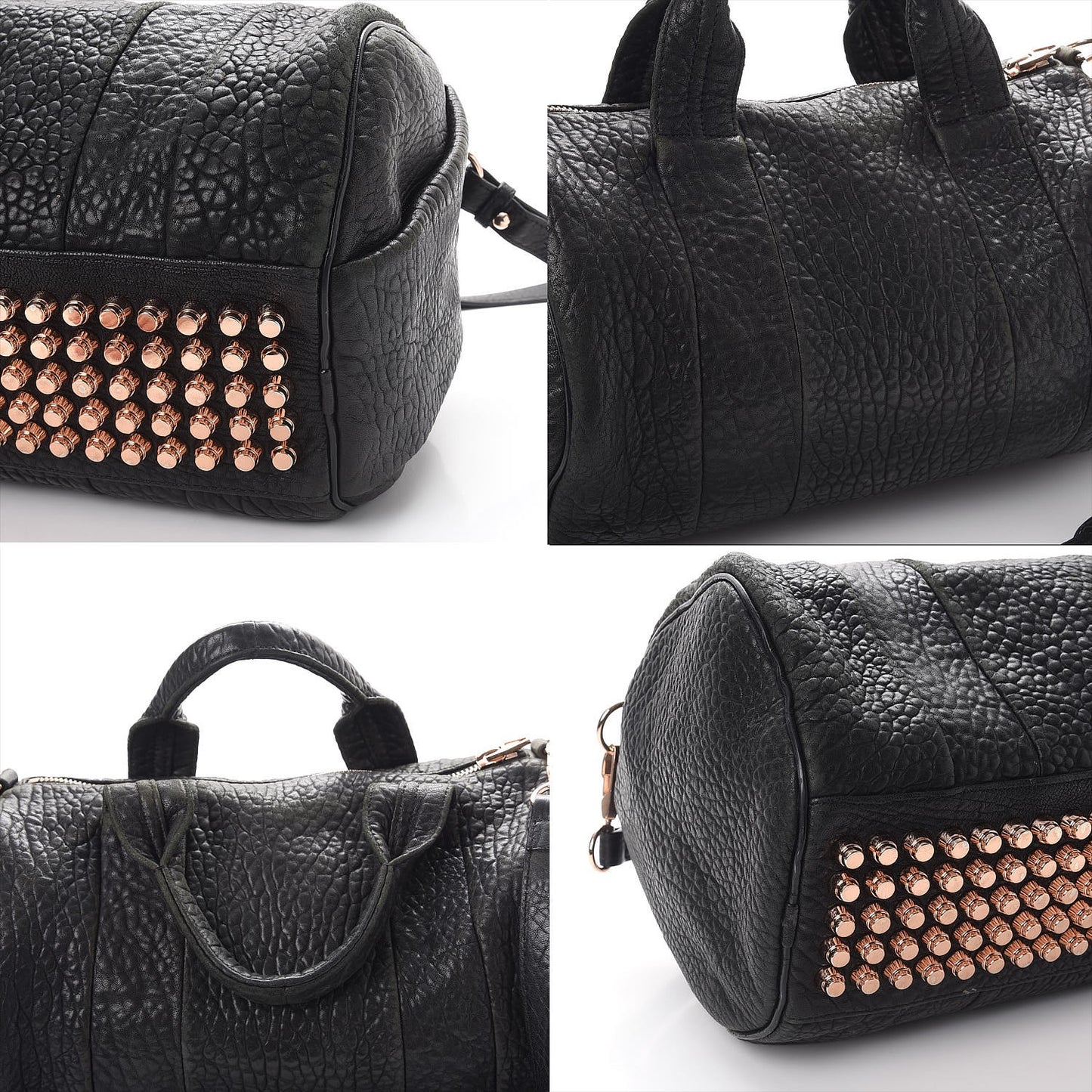 Pebbled Lambskin Rocco Black Rose Gold Hardware