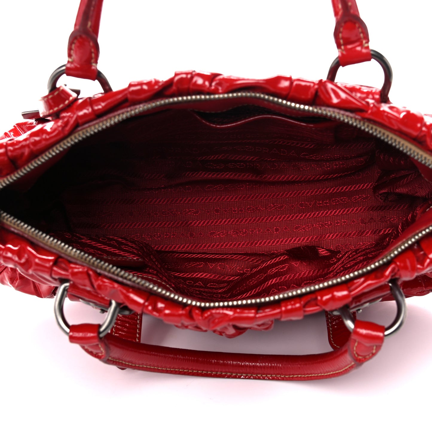 Vernice Gaufre Shopping Satchel Rosso