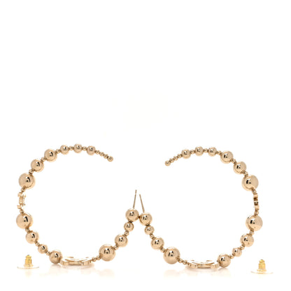 Chanel Metal Bead CC Hoop Earrings Gold 5 of 16