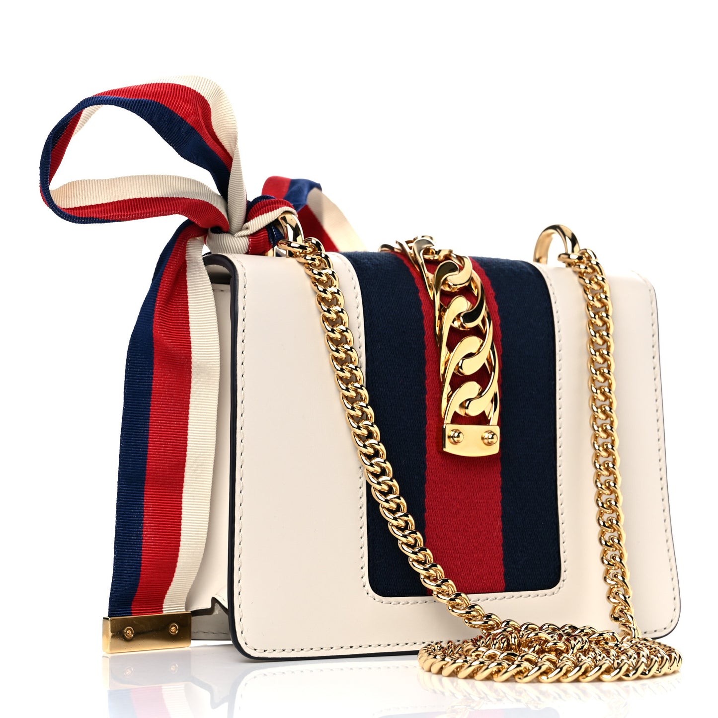 Calfskin Mini Sylvie Chain Shoulder Bag White