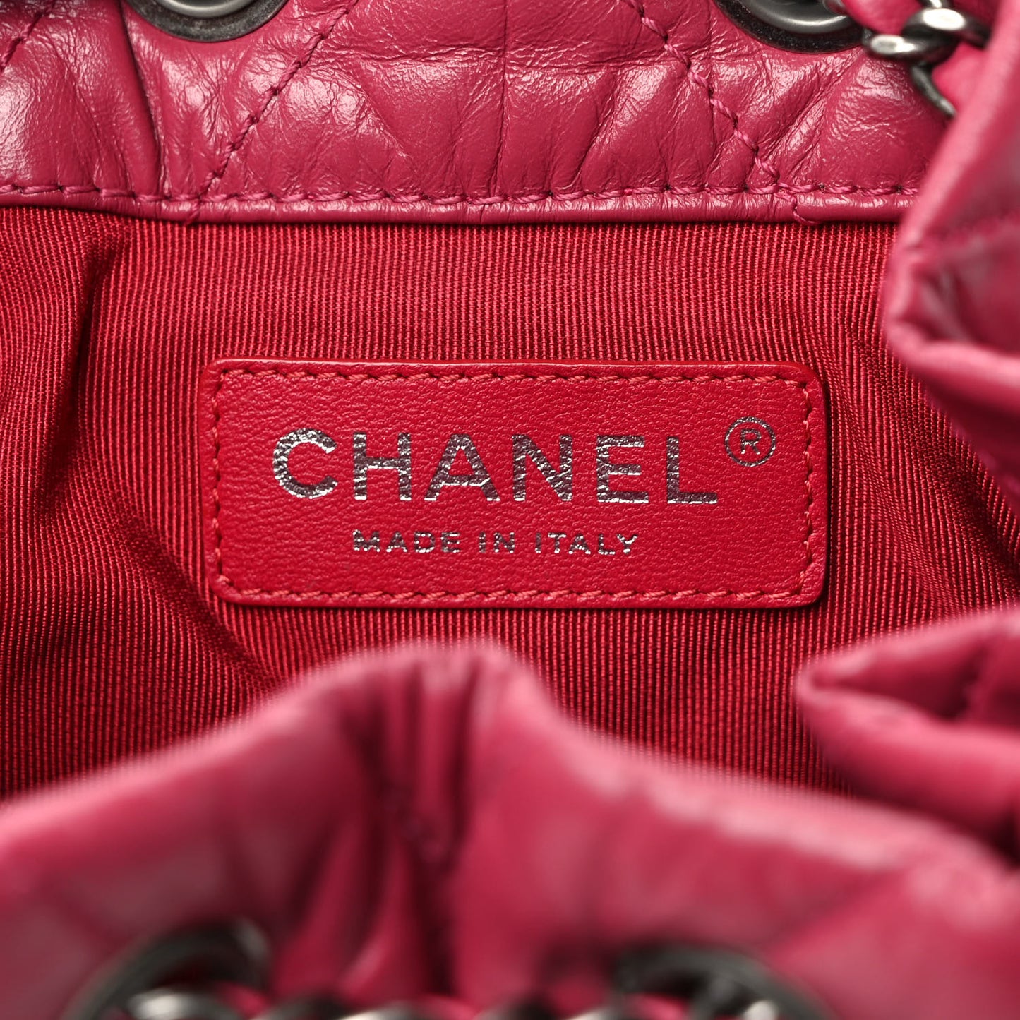 Aged Calfskin Chevron Quilted Small Gabrielle Backpack Dark Pink